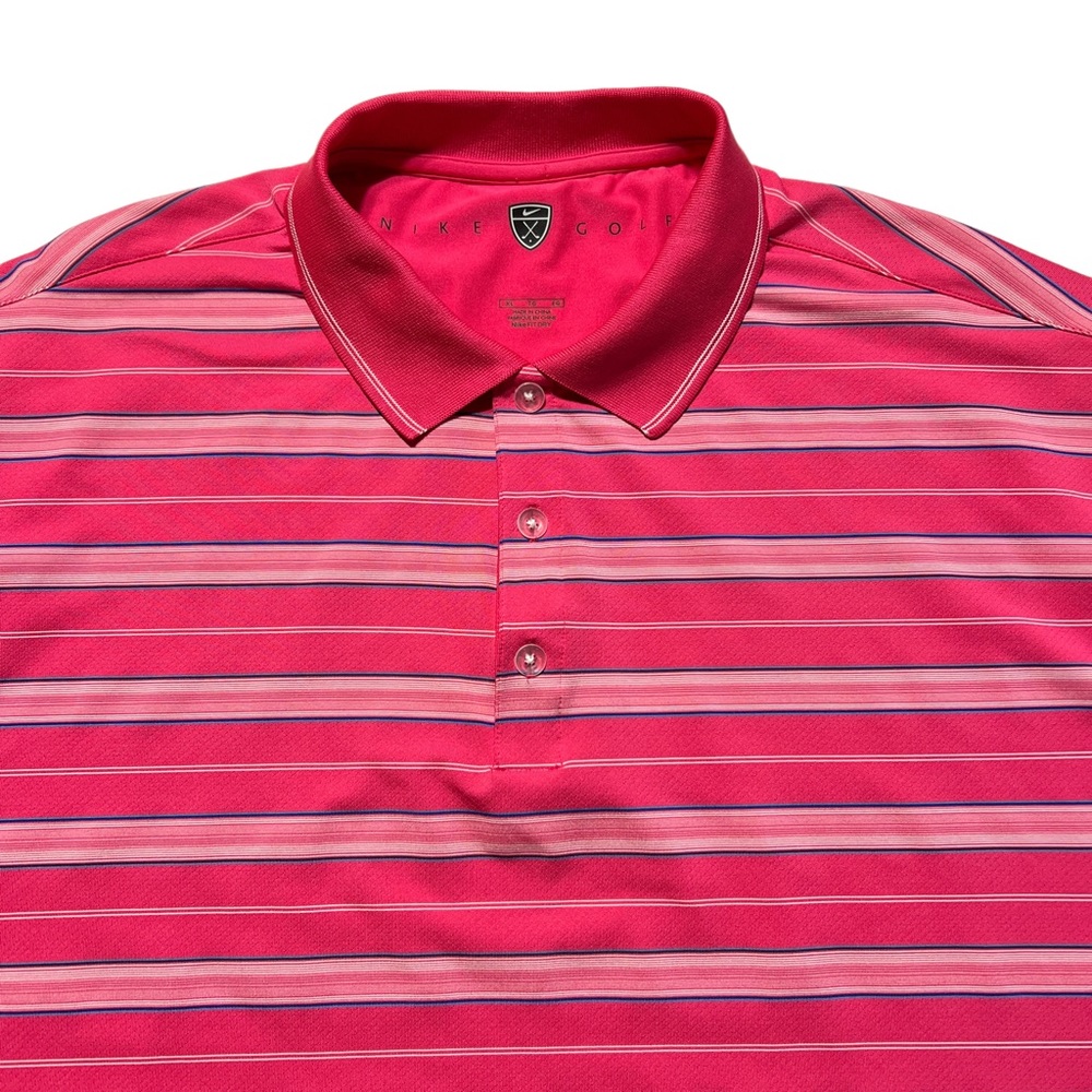 Nike Golf Pink Striped Polo Shirt Men’s XL - Picture 3 of 7